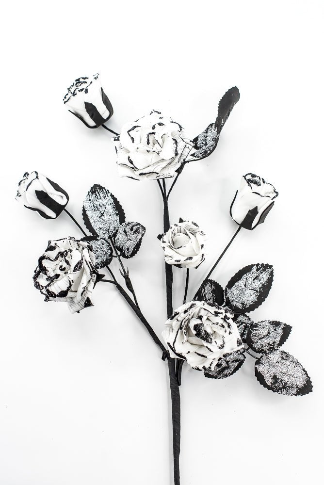 Artificial Black & White Rose Spray - 24" - Greenery Market57419BKWT