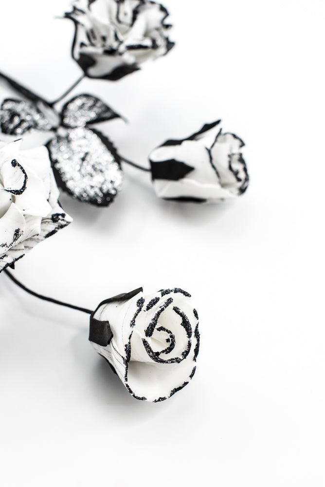 Artificial Black & White Rose Spray - 24" - Greenery Market57419BKWT