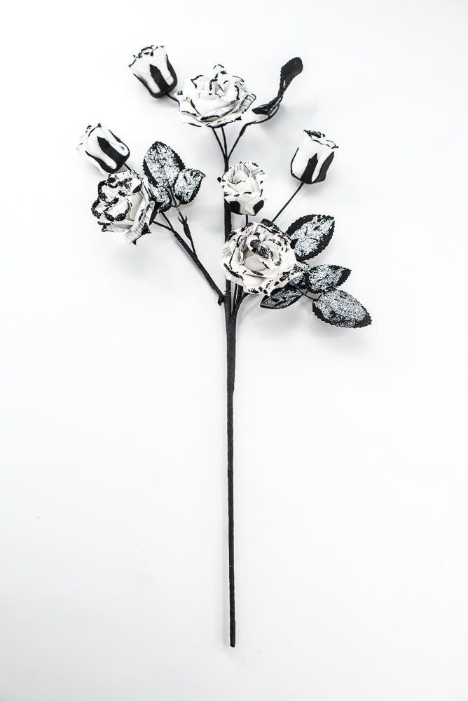 Artificial Black & White Rose Spray - 24" - Greenery Market57419BKWT