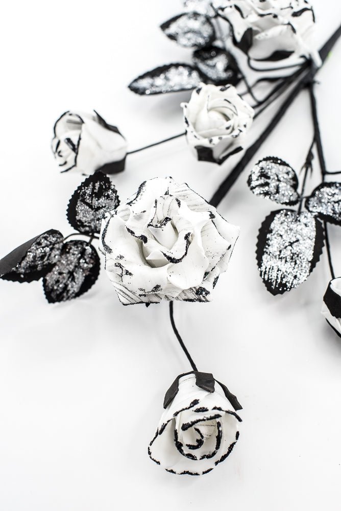 Artificial Black & White Rose Spray - 24" - Greenery Market57419BKWT