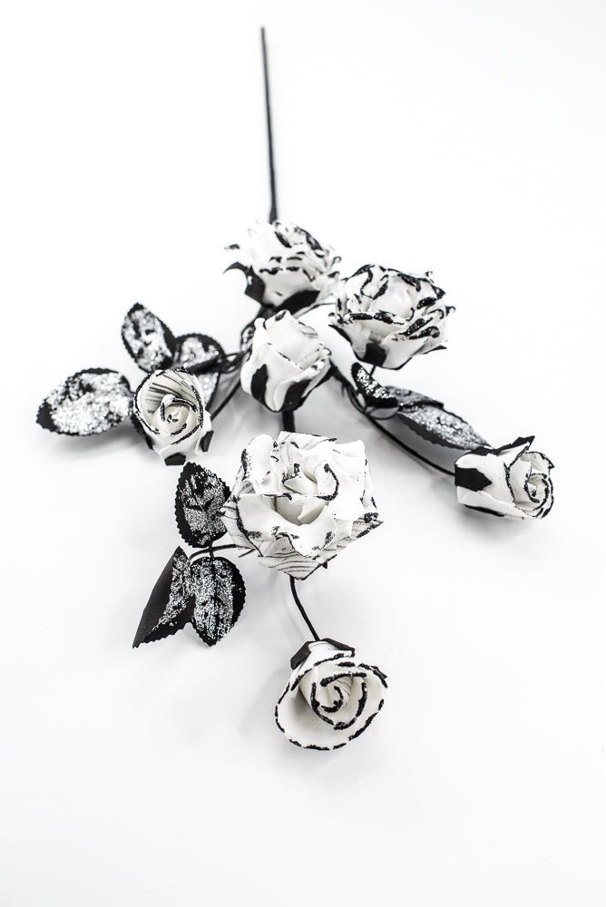 Artificial Black & White Rose Spray - 24" - Greenery Market57419BKWT