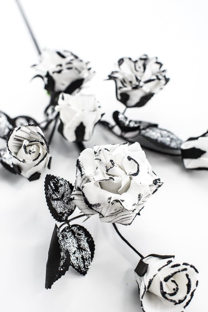 Artificial Black & White Rose Spray - 24" - Greenery Market57419BKWT