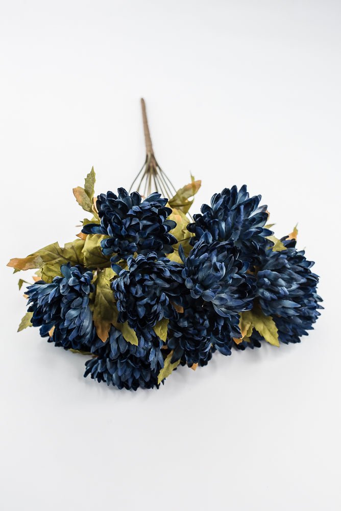 Artificial Blue Ball Mum Bush - 19" - Greenery MarketArtificial Flora85889-BL