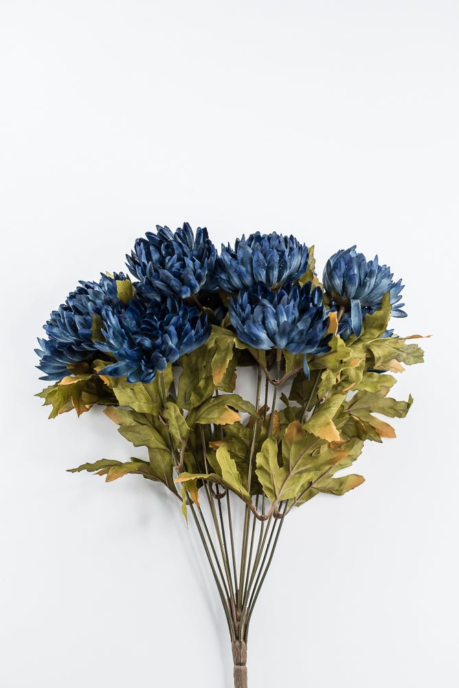 Artificial Blue Ball Mum Bush - 19" - Greenery MarketArtificial Flora85889-BL