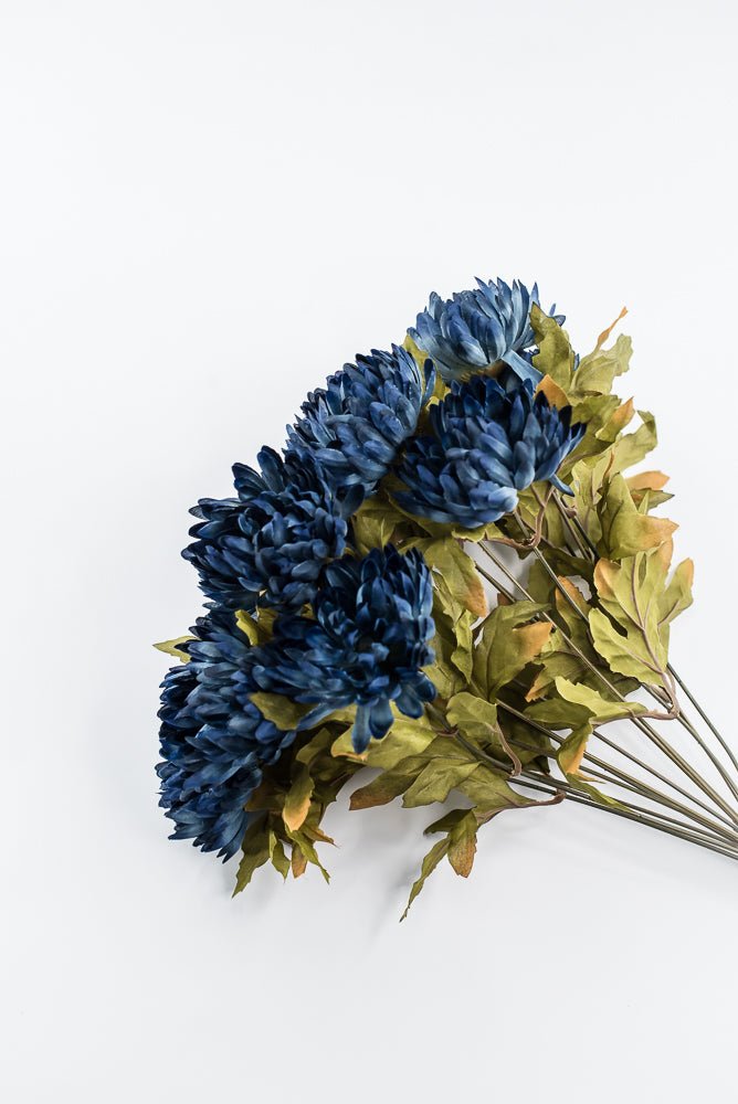 Artificial Blue Ball Mum Bush - 19" - Greenery MarketArtificial Flora85889-BL