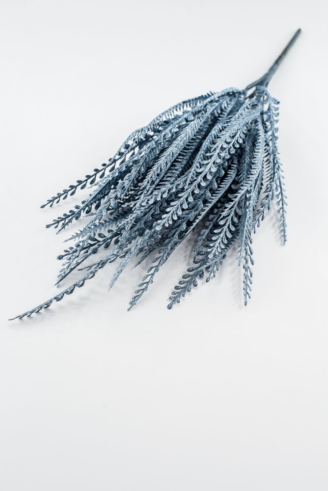 Artificial, Blue, Button & Sword Fern Leaves Bush - 20" - Greenery MarketArtificial Flora57355BL