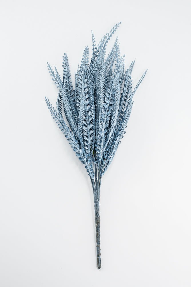 Artificial, Blue, Button & Sword Fern Leaves Bush - 20" - Greenery MarketArtificial Flora57355BL