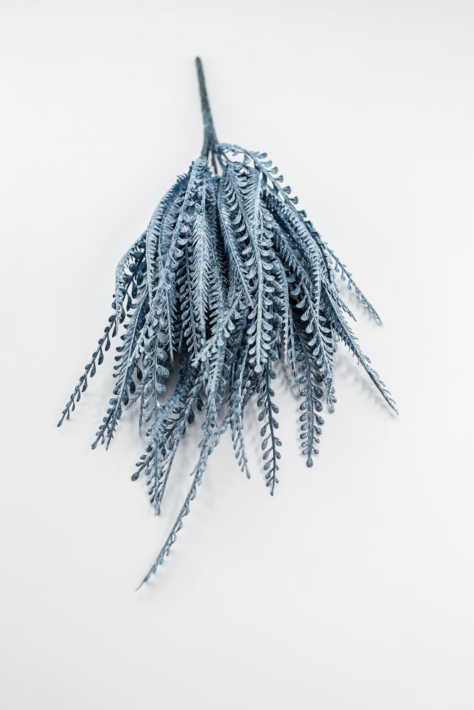 Artificial, Blue, Button & Sword Fern Leaves Bush - 20" - Greenery MarketArtificial Flora57355BL