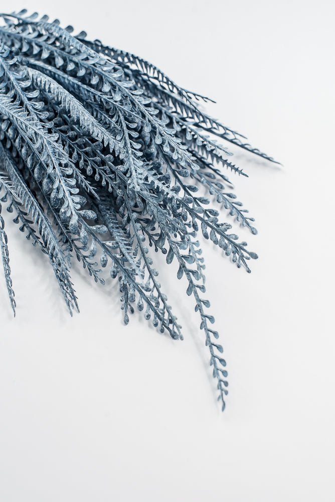 Artificial, Blue, Button & Sword Fern Leaves Bush - 20" - Greenery MarketArtificial Flora57355BL