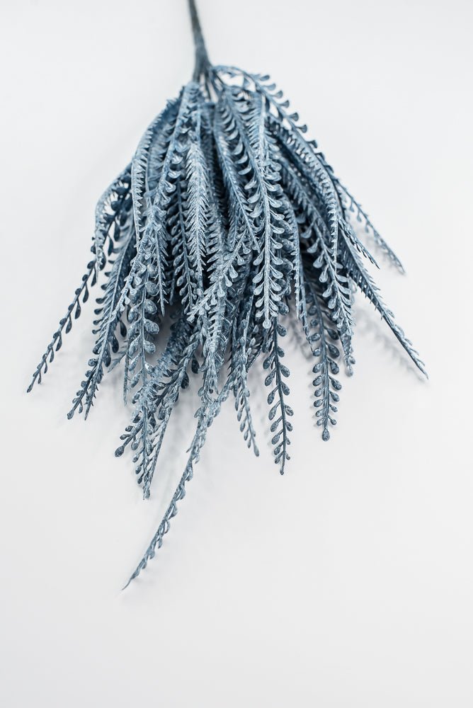 Artificial, Blue, Button & Sword Fern Leaves Bush - 20" - Greenery MarketArtificial Flora57355BL