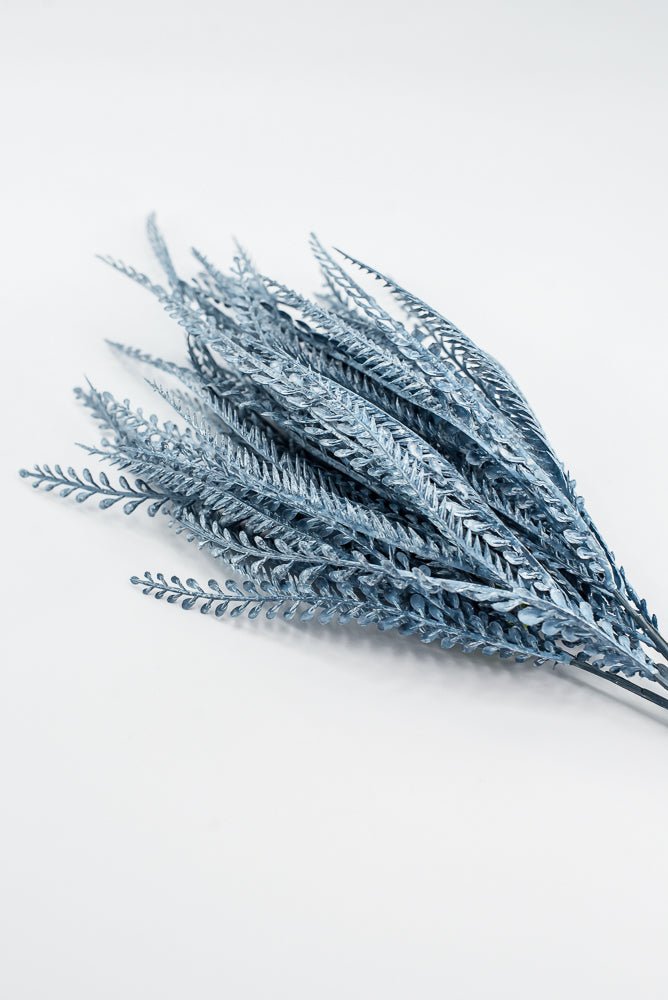 Artificial, Blue, Button & Sword Fern Leaves Bush - 20" - Greenery MarketArtificial Flora57355BL