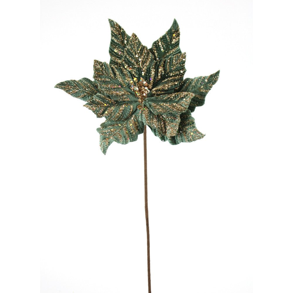 Artificial Blue & Champagne Poinsettia Stem - 19" - Greenery MarketArtificial Flowers281587
