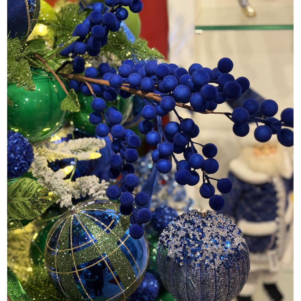 Artificial Blue Flocked Berry Spray - 33" - Greenery MarketArtificial Flowers276752