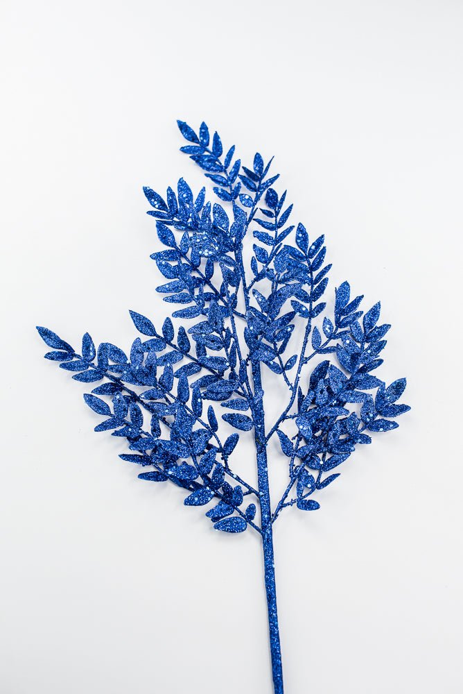 Artificial Blue Glitter Fern Spray - 28" - Greenery Market86927BL
