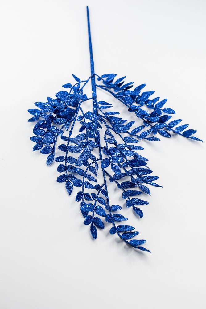 Artificial Blue Glitter Fern Spray - 28" - Greenery Market86927BL