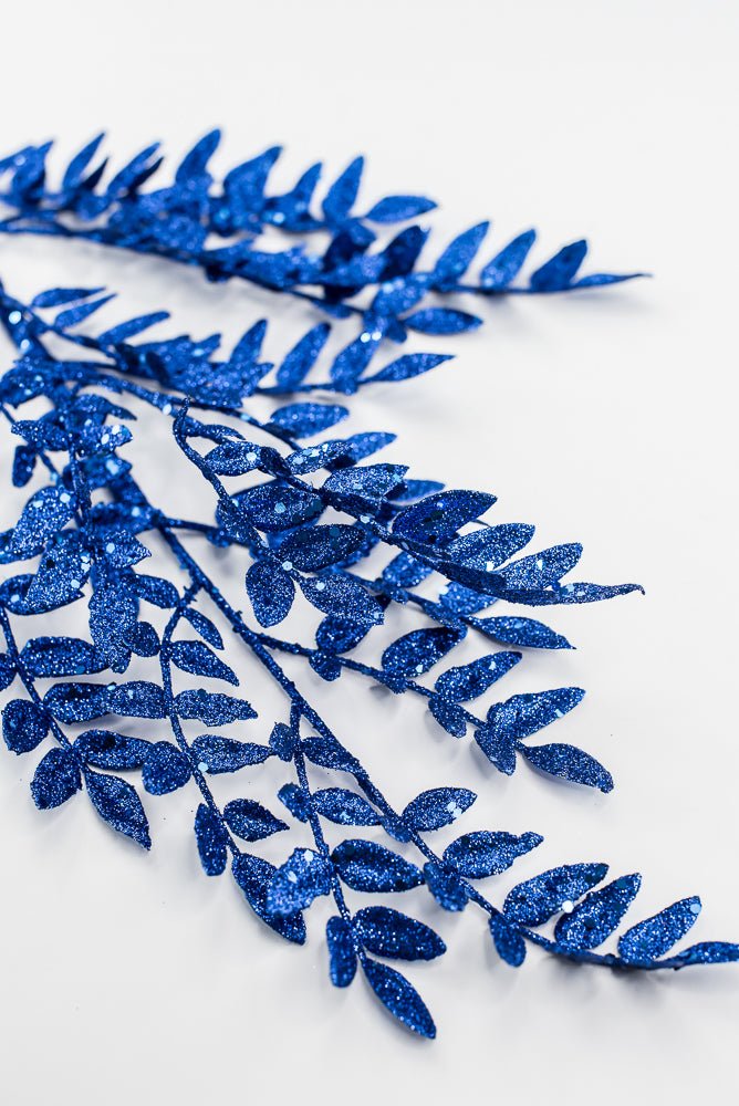 Artificial Blue Glitter Fern Spray - 28" - Greenery Market86927BL