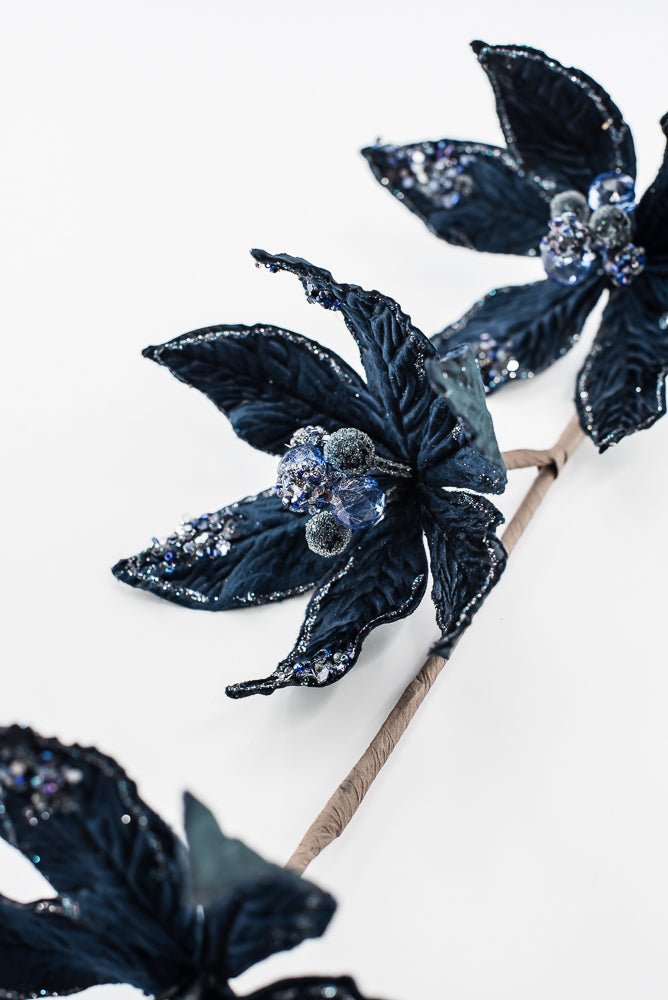 Artificial, Blue, Poinsettia Spray - 28" - Greenery MarketArtificial Flowers283567