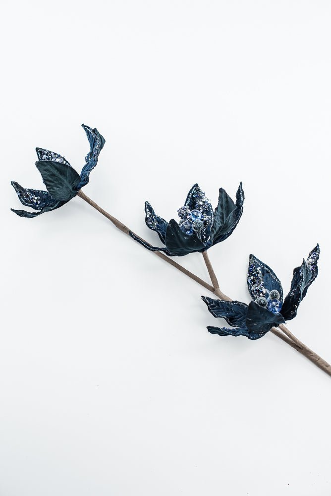 Artificial, Blue, Poinsettia Spray - 28" - Greenery MarketArtificial Flowers283567
