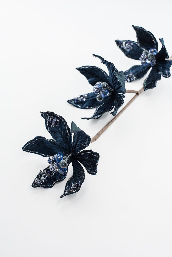 Artificial, Blue, Poinsettia Spray - 28" - Greenery MarketArtificial Flowers283567
