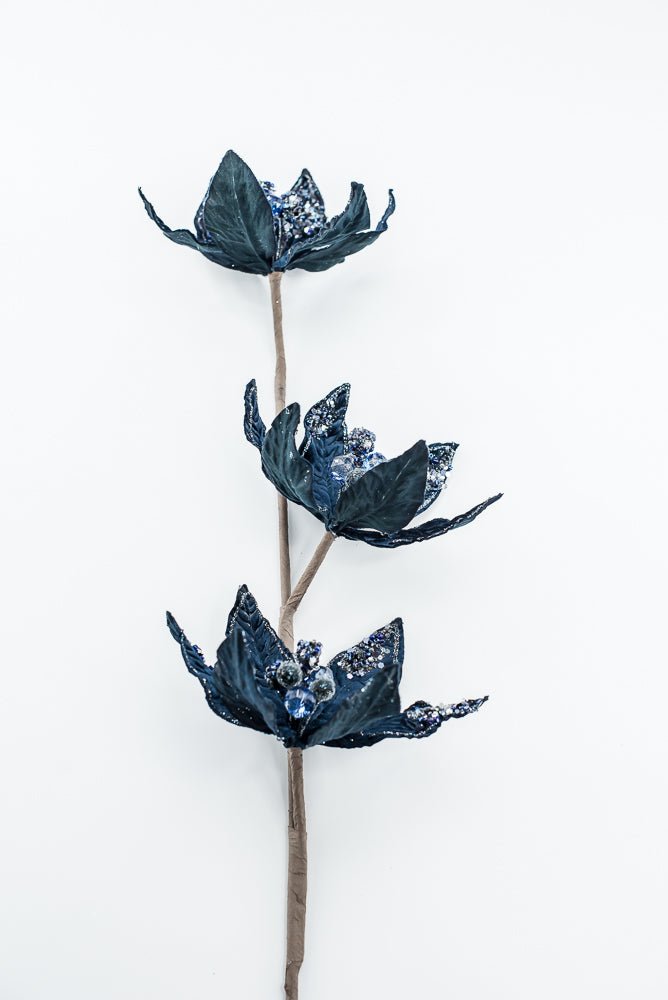 Artificial, Blue, Poinsettia Spray - 28" - Greenery MarketArtificial Flowers283567
