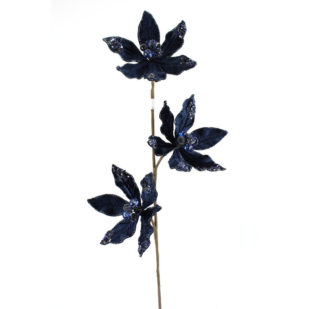 Artificial, Blue, Poinsettia Spray - 28" - Greenery MarketArtificial Flowers283567