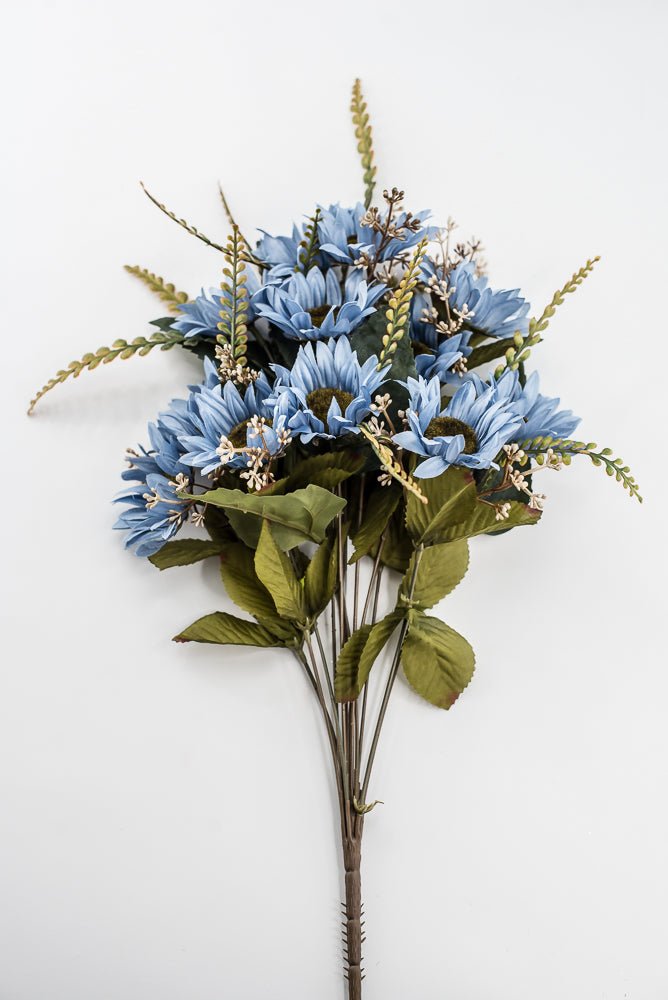 Artificial Blue Sunflower Bush - 19" - Greenery Market57525BL