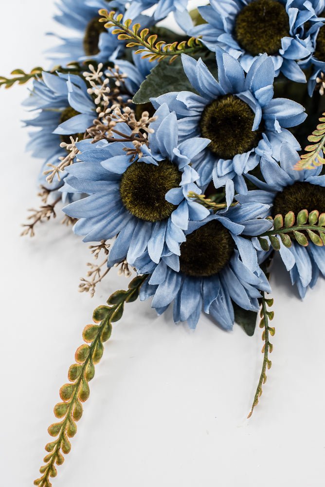 Artificial Blue Sunflower Bush - 19" - Greenery Market57525BL
