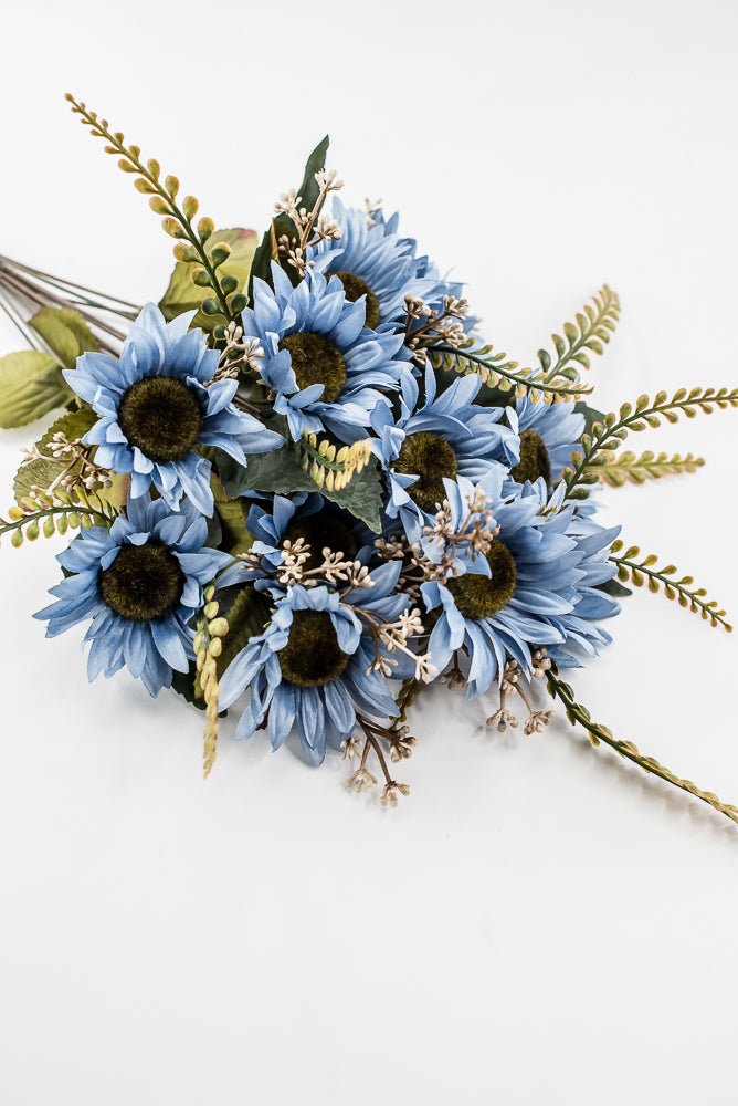 Artificial Blue Sunflower Bush - 19" - Greenery Market57525BL