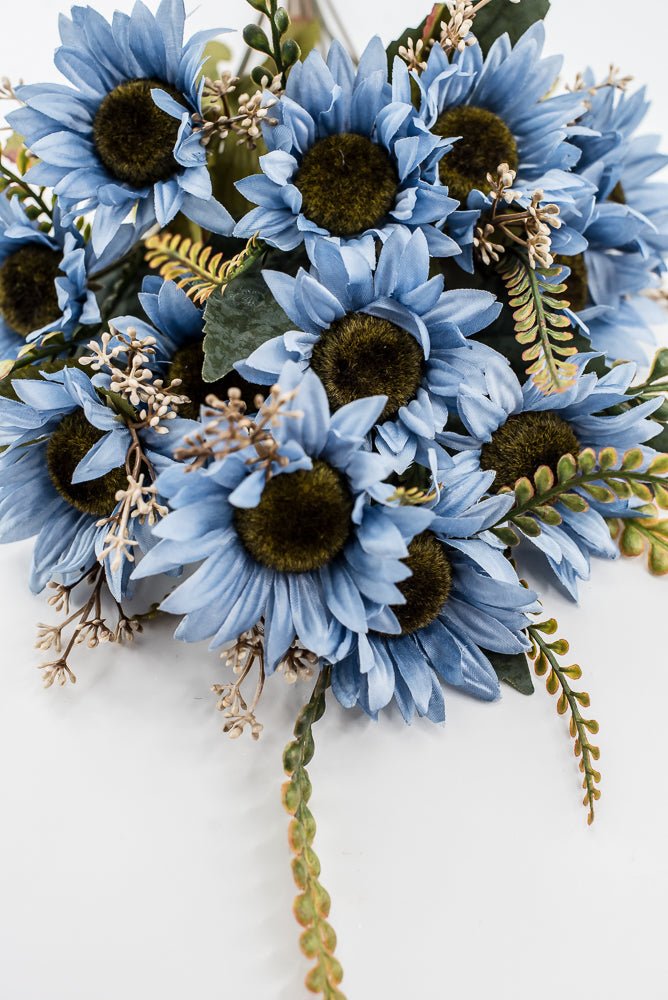 Artificial Blue Sunflower Bush - 19" - Greenery Market57525BL
