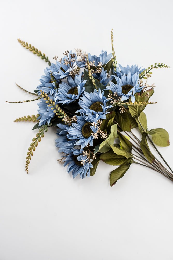 Artificial Blue Sunflower Bush - 19" - Greenery Market57525BL
