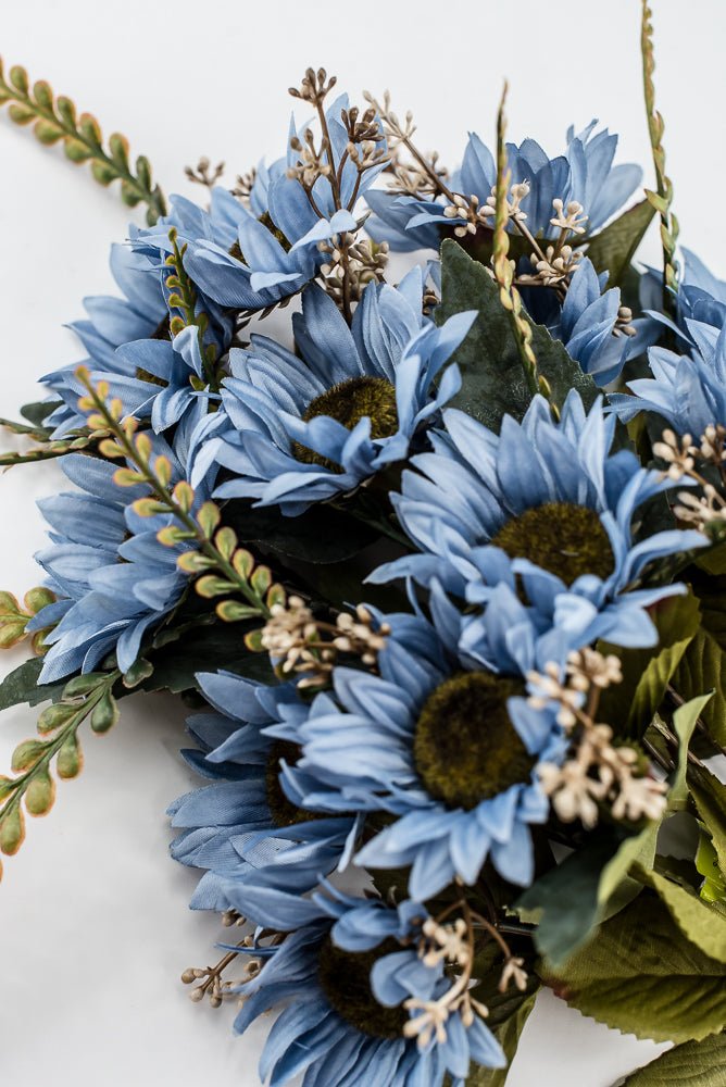 Artificial Blue Sunflower Bush - 19" - Greenery Market57525BL