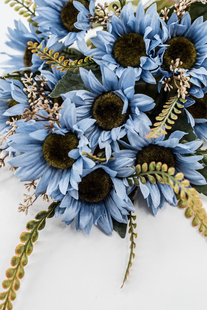 Artificial Blue Sunflower Bush - 19" - Greenery Market57525BL