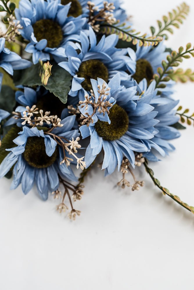 Artificial Blue Sunflower Bush - 19" - Greenery Market57525BL