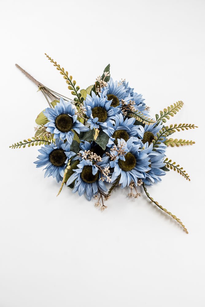 Artificial Blue Sunflower Bush - 19" - Greenery Market57525BL
