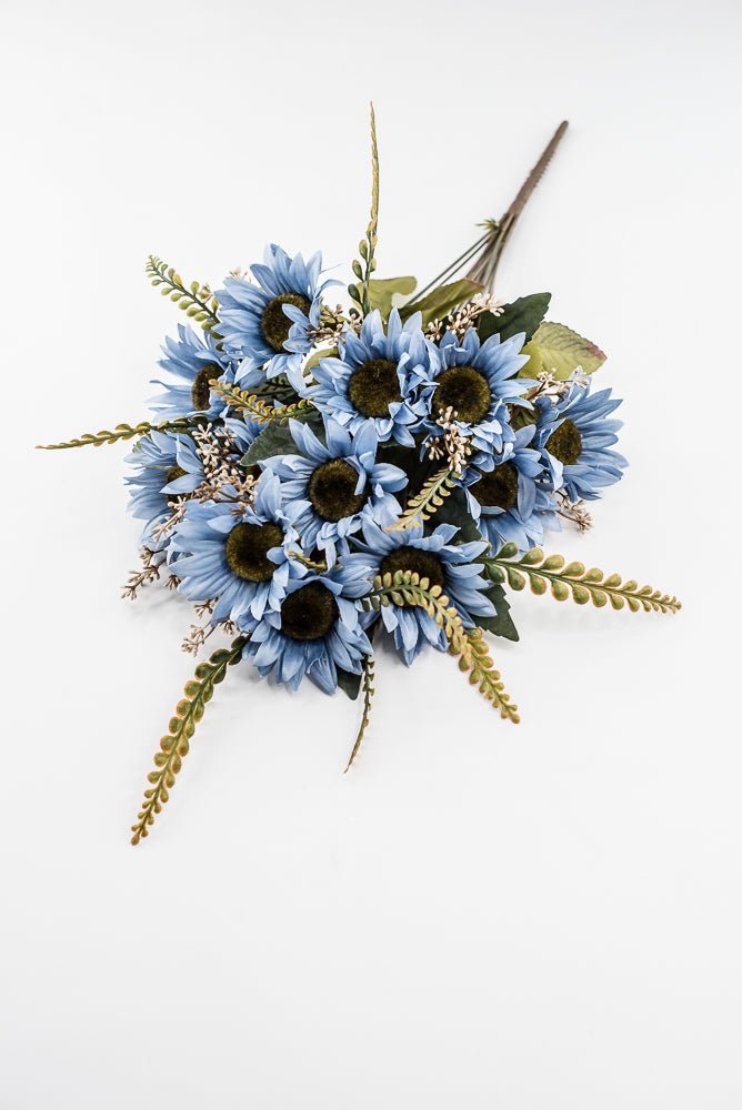 Artificial Blue Sunflower Bush - 19" - Greenery Market57525BL
