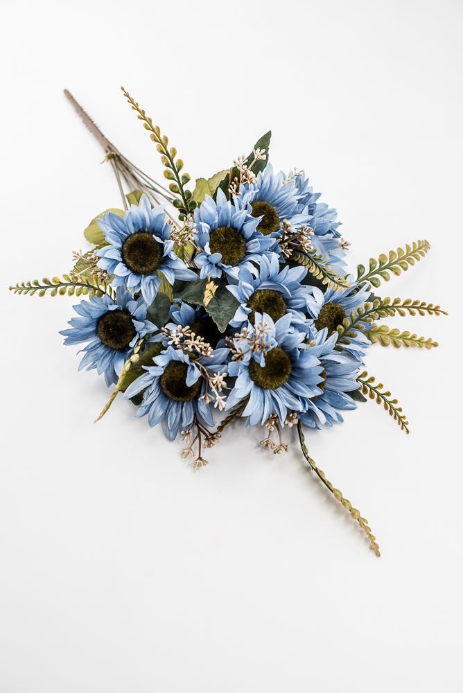 Artificial Blue Sunflower Bush - 19" - Greenery Market57525BL