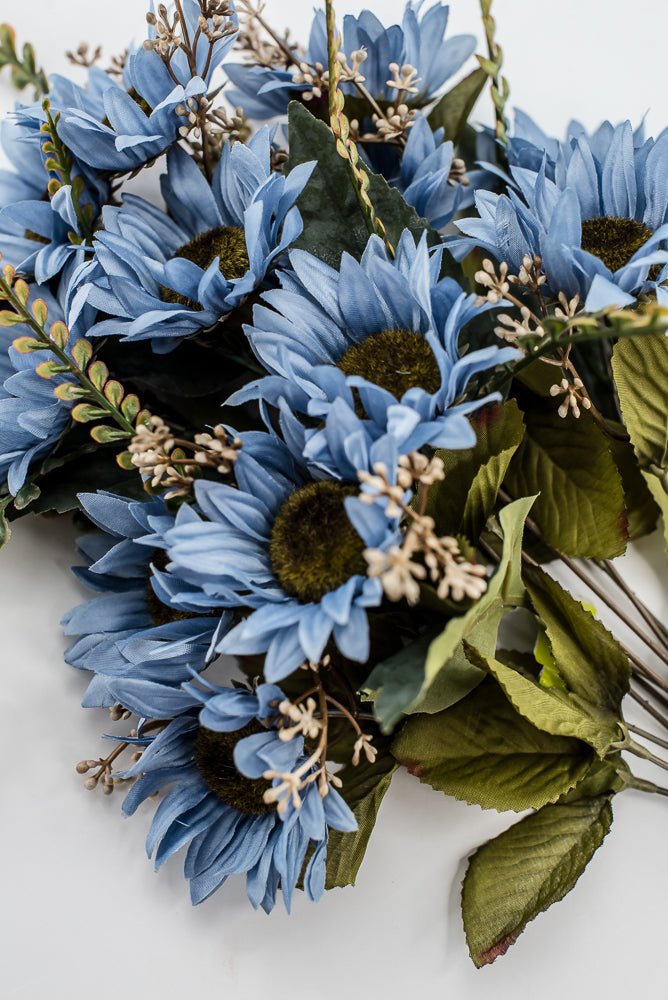 Artificial Blue Sunflower Bush - 19" - Greenery Market57525BL