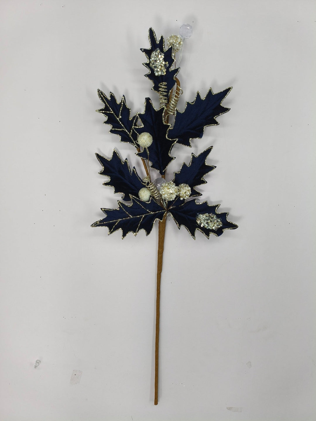 Artificial Blue Velvet Holly Berry With Glitter Spray - 25" - Greenery MarketArtificial Flora85855-BL