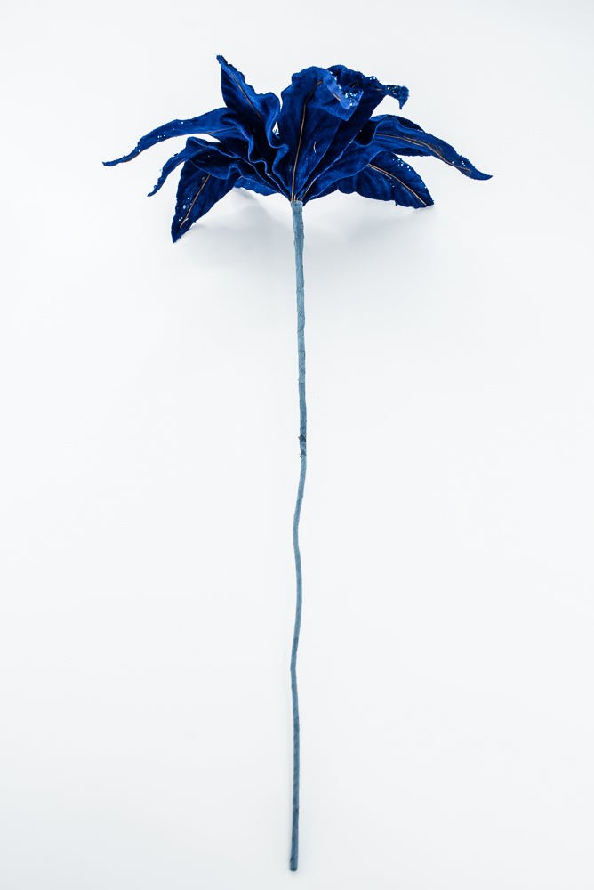 Artificial, Blue Velvet Poinsettia Stem - 24" - Greenery Market86797BL