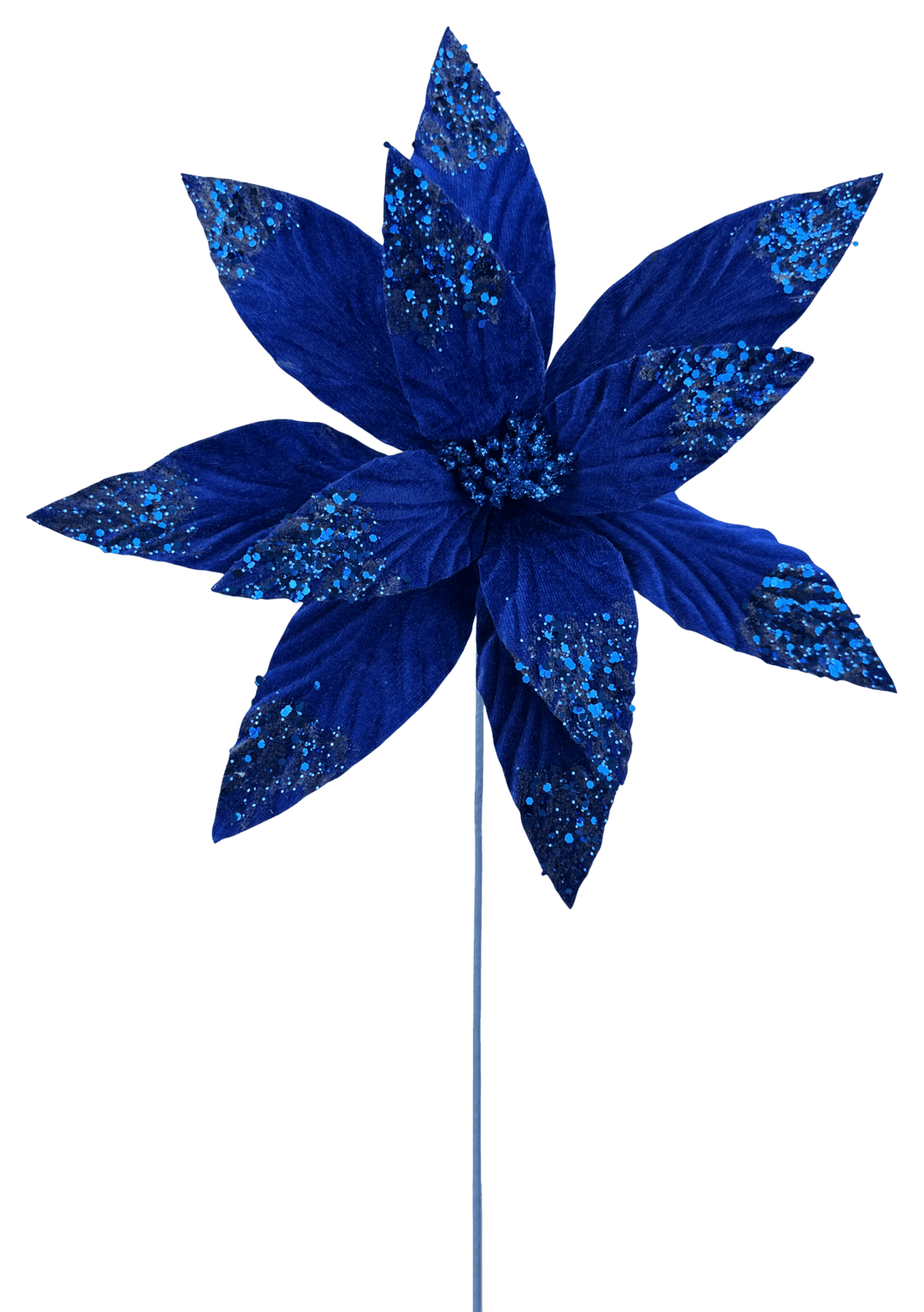 Artificial Blue Velvet Poinsettia Stem - 24" - Greenery Market86797BL