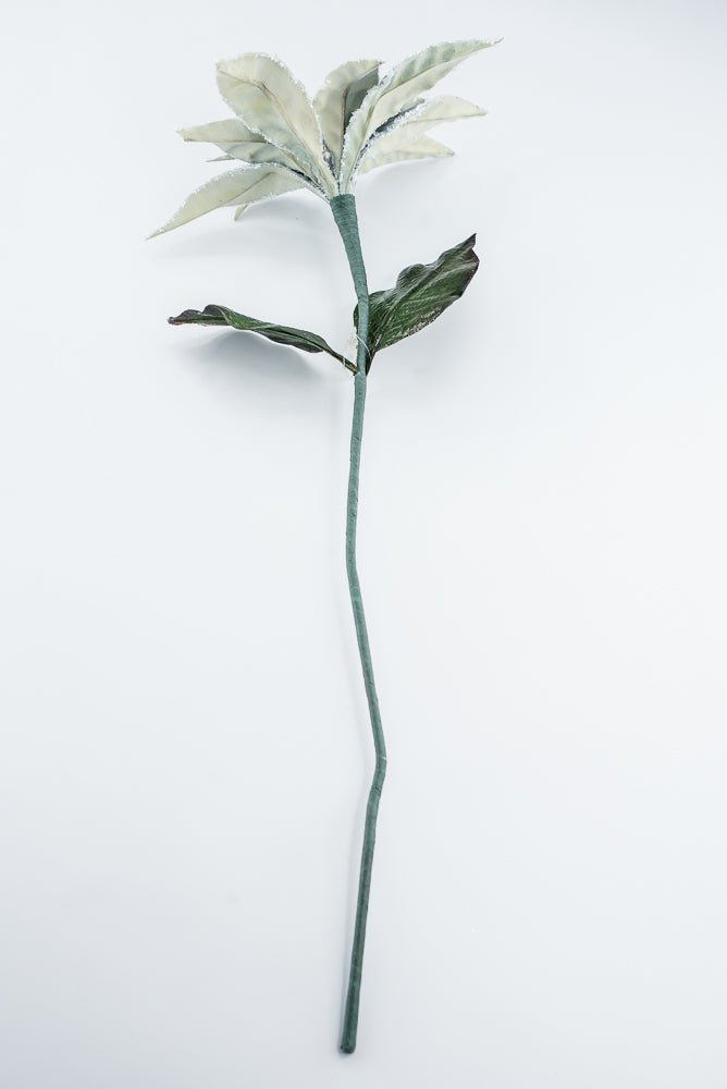 Artificial Blue & White Frosted Poinsettia Stem - 24" - Greenery MarketArtificial Flowers226392