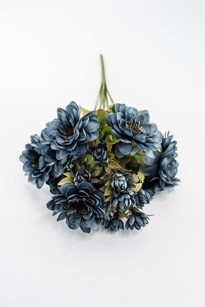 Artificial Blue Zinnia Bush - 17" - Greenery Market57536BL