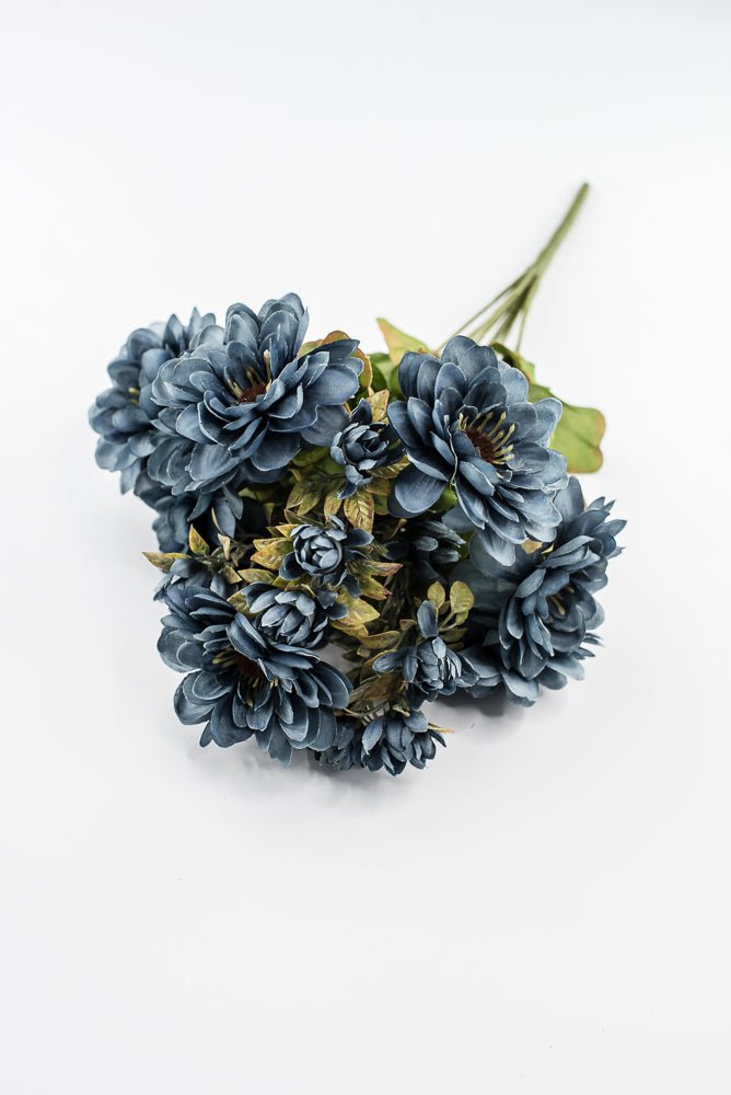 Artificial Blue Zinnia Bush - 17" - Greenery Market57536BL