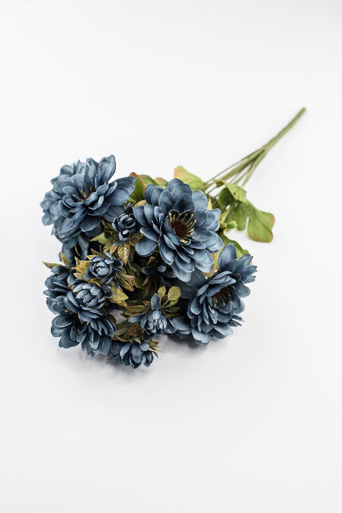 Artificial Blue Zinnia Bush - 17" - Greenery Market57536BL