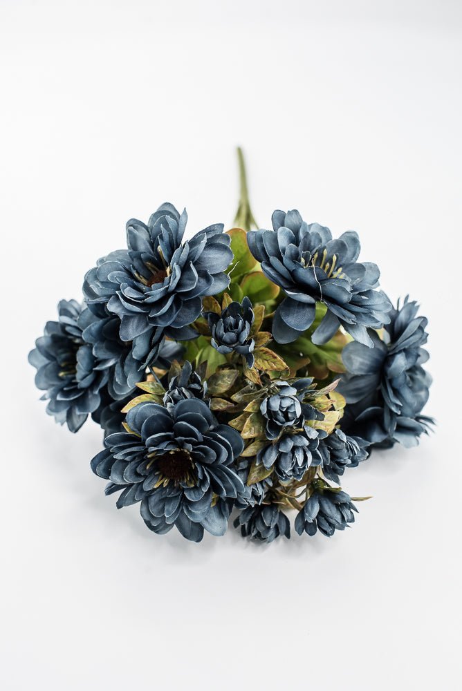 Artificial Blue Zinnia Bush - 17" - Greenery Market57536BL