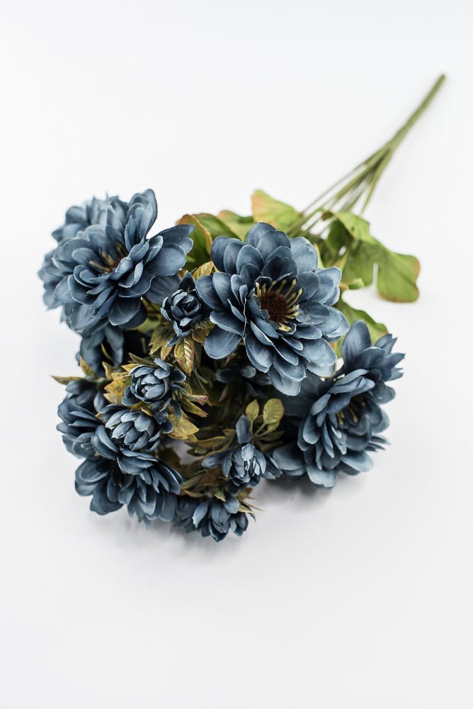 Artificial Blue Zinnia Bush - 17" - Greenery Market57536BL