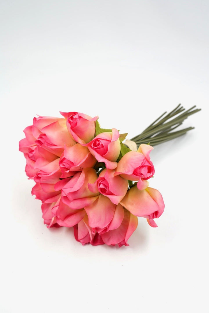 Artificial, Bright Pink, Rose Bundle - 10" - Greenery Market28887