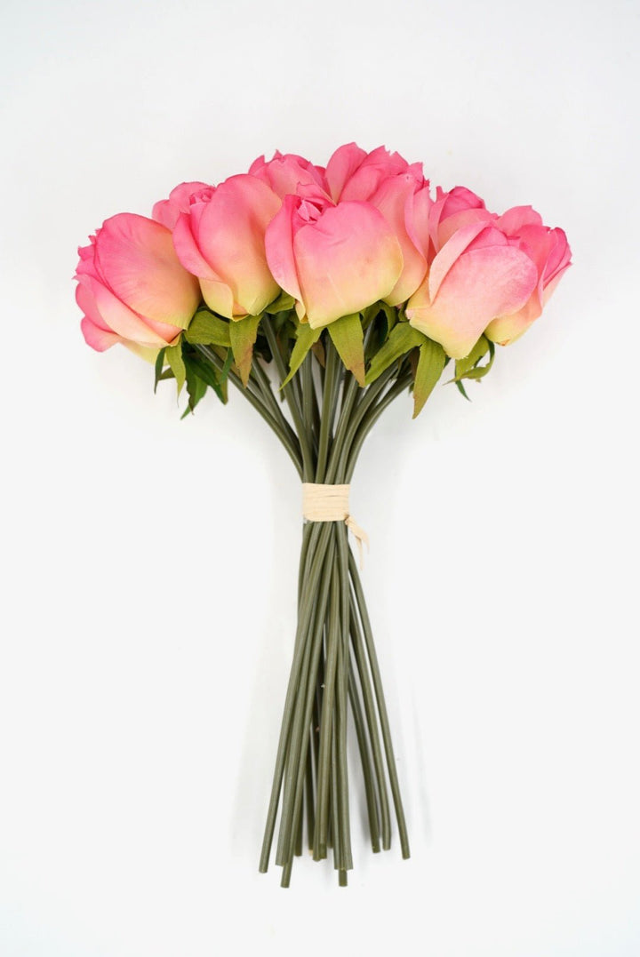 Artificial, Bright Pink, Rose Bundle - 10" - Greenery Market28887
