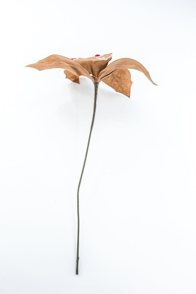 Artificial, Brown, Felt Gingerbread Poinsettia Pick - Greenery MarketArtificial Flowers280147