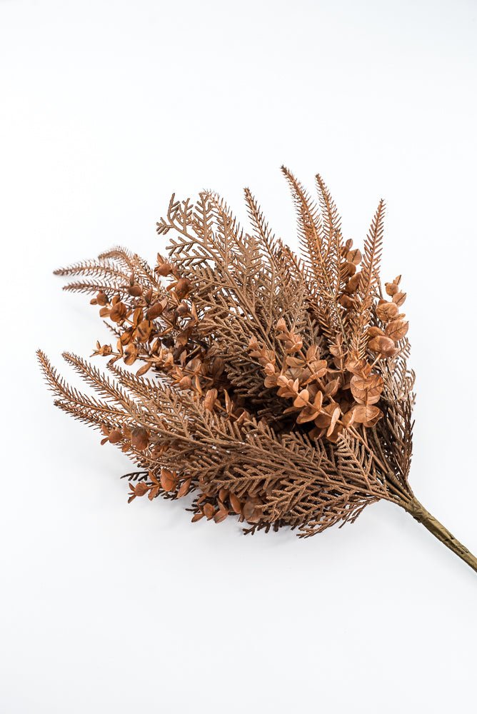 Artificial Brown Mixed Leaf & Eucalyptus Bush - 22" - Greenery MarketArtificial Flora32301-BRN